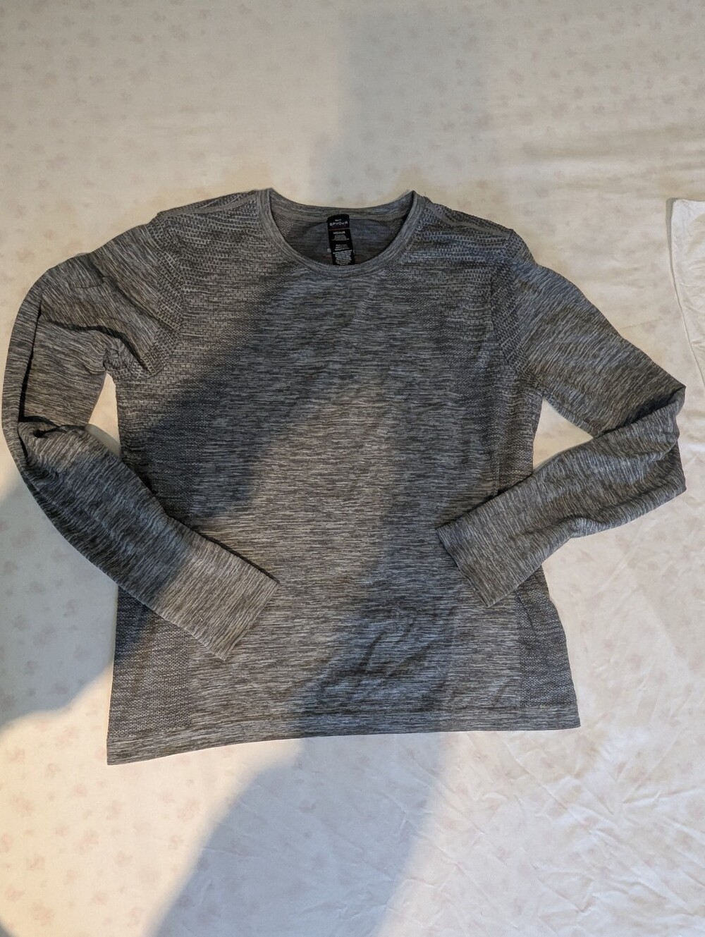 Spyder Heathered Gray Crewneck Long-Sleeve Tee Shirt, M